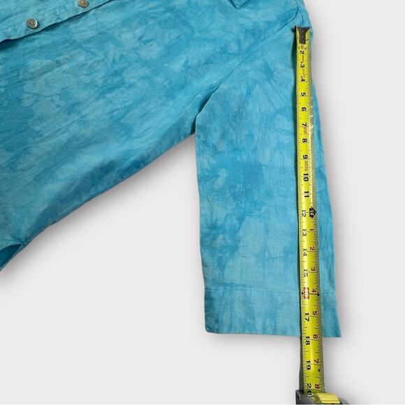 French Laundry Linen Button Down Shirt Size L Blue Relaxed Beachy Lagenlook - Picture 4 of 6